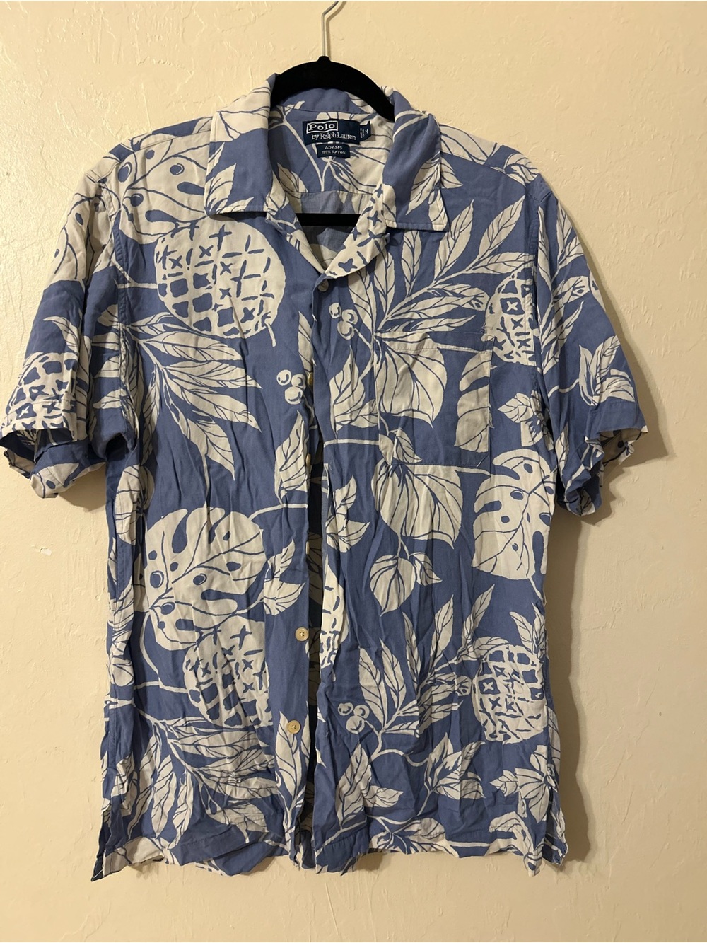 VT Ralph Lauren Blue and White Tropical Camp Shirt